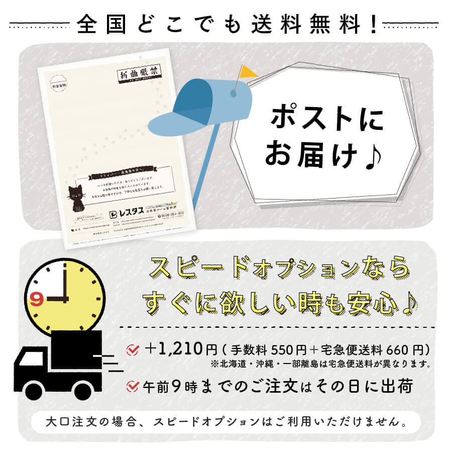 専用サイズの封筒でポストにお届け！いつでも受け取れます